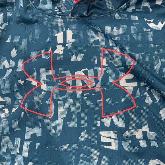 Under Armour ColdGear Loose Hoodie Blue with Pink Trim Size YL - Picture 2 of 7